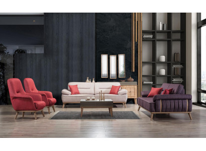 Stylish Multicolored Set in Living room Set 2x 3-Seater Sofas and 2x Armchair