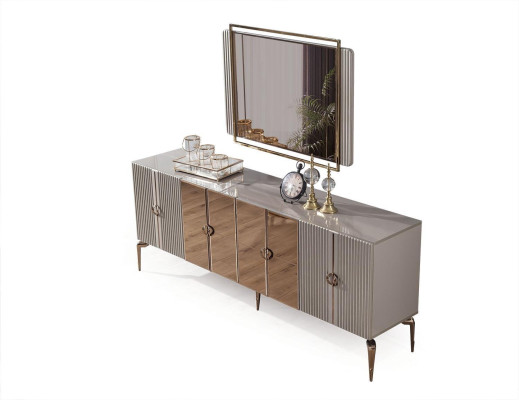 Modern Dining room Set Consists of Stylish Sideboard and Mirror 2-piece