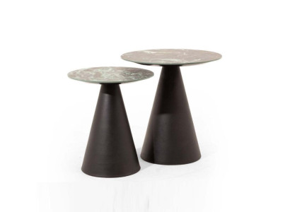 Table 2x Side tables with porcelain top in brown Color Moder Living room