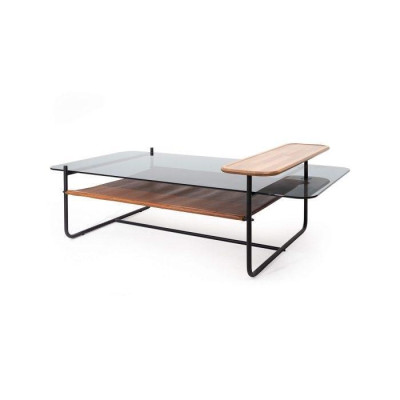 Stylish Coffee table with Glass Top Brown Color Modern Furniture for Living room