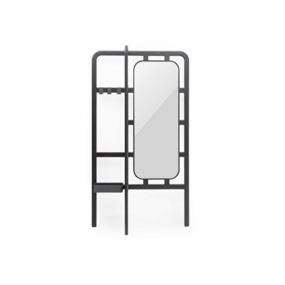 Luxurious hallway mirror with hooks black color perfect modern novelty