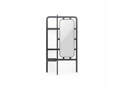 Luxurious hallway mirror with hooks black color perfect modern novelty