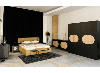 Bedroom Set Bed 2x Bedside tables 2x Chest of drawers Wardrobe Stool 7pcs.