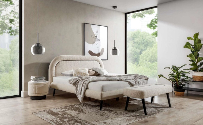 Bedroom Set White Bed Elegant 2x Bedside tables Luxury Wood Modern 3-piece.