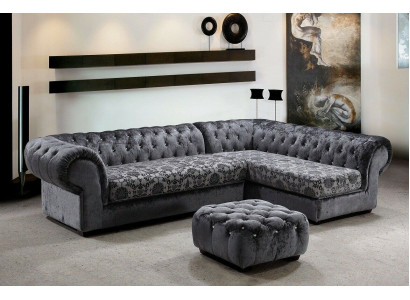 Classic Chesterfield Fabric L-shape Couch Living landscape Corner sofa Suite