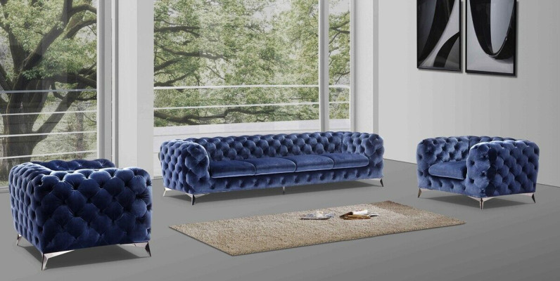 Sofa Chesterfield Couch Upholstery XXL Big Suite Textile 4+1+1 designer