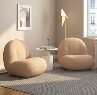 Armchair Fabric Relax Seat Design Couch Lounge Textile Seater White Furniture Single Seater