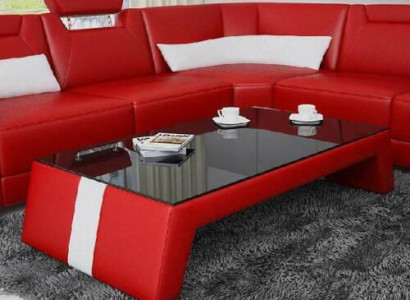 Modern Living room Coffee table Table Side Glass Upholstery Leather Tables