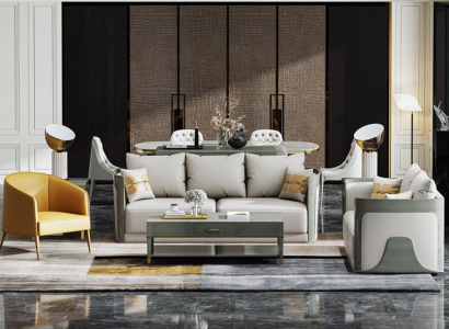 Elegant gray living room sofa set 3+2 seater leather couches exclusive furniture