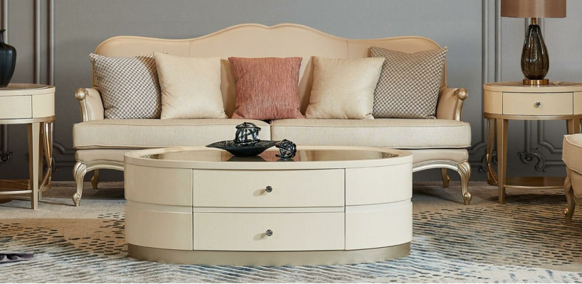 Suite 3 2 1 Seater Coffee table 2x Side tables Living landscape Sofa Couch 6 pieces