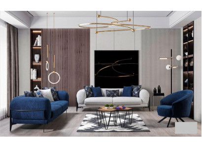 Luxury Sofa set 3+3+1 Seat Leather Modern Sofa Armchair Blue Sofas Set 3pcs new