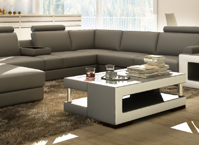 Luxury glass table Living room Side table Designer Table Glass Leather