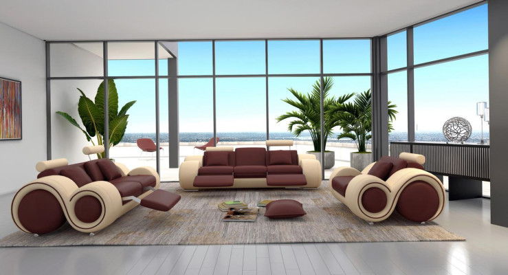 Design Living room Upholstery Set Sofa set Leather Couch Seat Sets