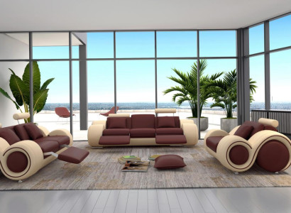 Design Living room Upholstery Set Sofa set Leather Couch Seat Sets
