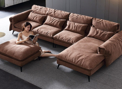 Luxury modern sofa corner set L-shape upholstery Living room Living landscape
