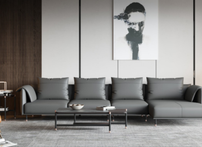 Corner sofa Suite Couch Gray Leather L-shape Sofa Couches Design Upholstery