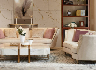 Complete Set Sofa set 4+4 Seater Designer Living landscape 2 pcs. Solid wood
