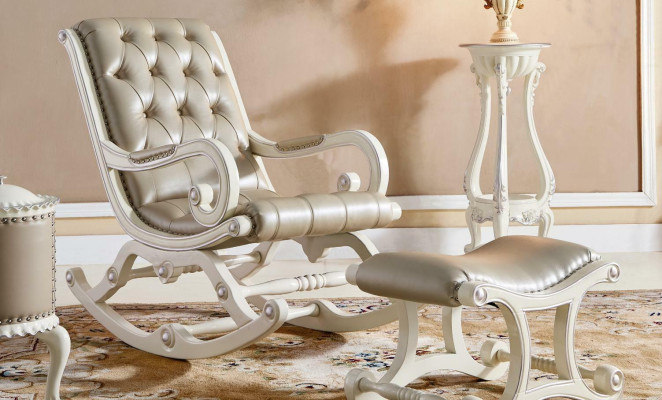 Chesterfield swing chair Stool Baroque rocking chair Schwing Chair Relax Leather