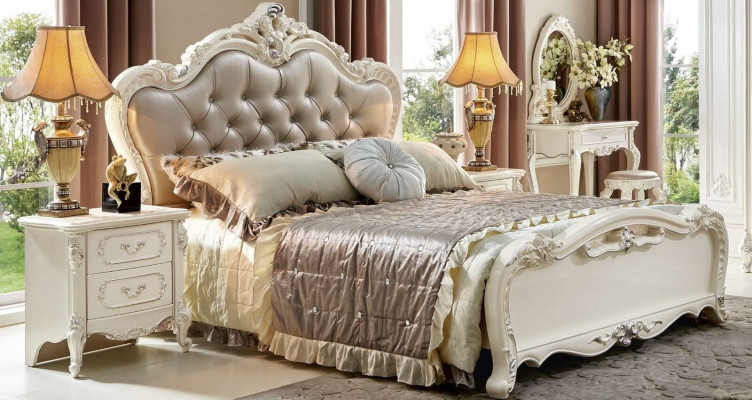 Bed Bedside table 3 pieces. Bedroom Set Furniture Chesterfield Baroque Solid wood