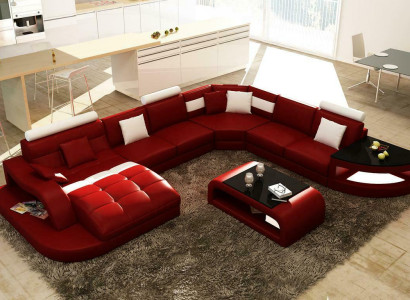 Luxury designer corner sofa leather sofa couch upholstery living landscape leather