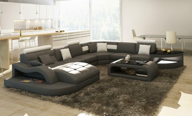 Luxury designer corner sofa leather sofa couch upholstery living landscape leather