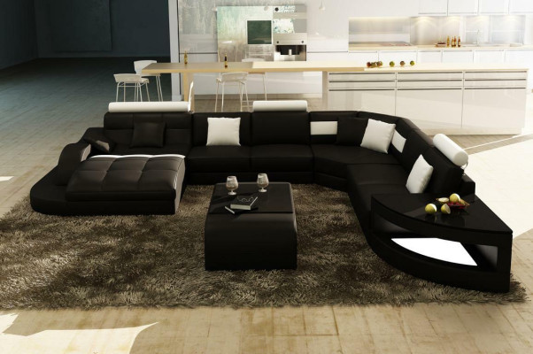 Luxury designer corner sofa leather sofa couch upholstery living landscape leather