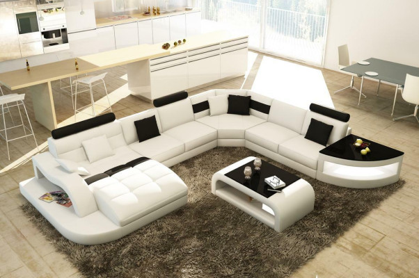 Luxury designer corner sofa leather sofa couch upholstery living landscape leather