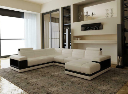 Leather sofa Couch Living landscape Corner sofa U-shape Design Modern Sofa