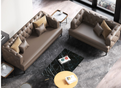Brown Chesterfield sofa set 3+2 seater 2 pieces. Set of designer decorative upholstery couches