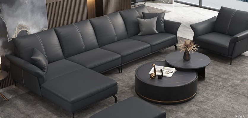 Living room L-shape Black Modern Luxury Multifunction Sofa Couch