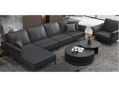 Living room L-shape Black Modern Luxury Multifunction Sofa Couch