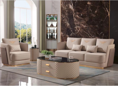 Complete Set Sofa 3+1er + Coffee table Side table Designer Living landscape