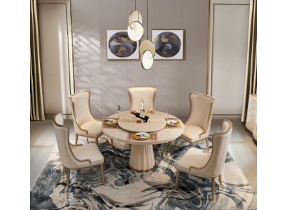 Dining room set Suhl Group 6 pieces. Suite Armchairs Round Tables Solid wood