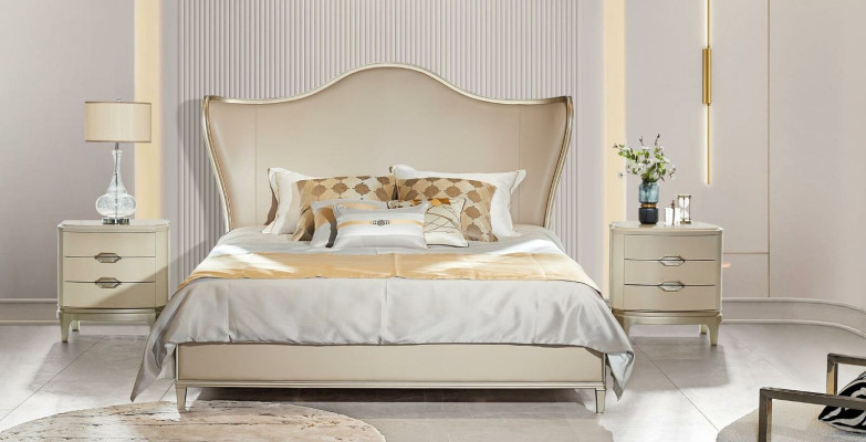 Bed Luxury Hotel Leather Beds Upholstery Design Sleep Room Solid wood new
