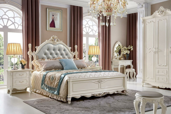Classic s Bedroom Set Bed Beds Furniture Solid wood 2x Bedside table 3pcs