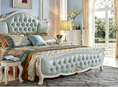 Classic s Designer Baroque Bedroom Set Bed 2x Bedside table 3 pcs. Solid wood