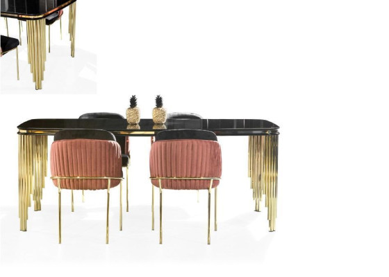 Luxury Dining room dining set Design Table Chest of drawers 4x Chairs Group 6pcs. Set new