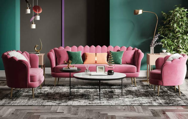 Furniture Seat Design Couch Lounge Sofas Textile Velvet Sofa set 3+2+1 Seater Sofa