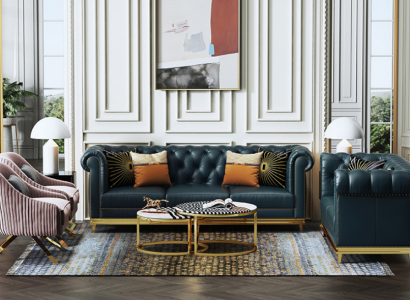 DarkBlue e Chesterfield 3+2 Sofa set Living landscape Sofas Upholstered couches