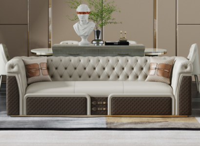 Sofa Three Seater Couch Style Modern Upholstery Chesterfield Leather Couches
