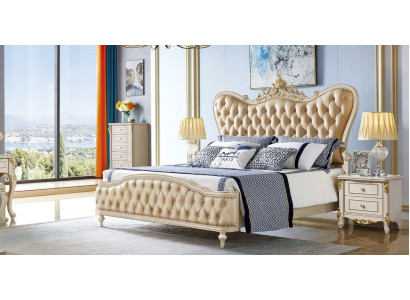 Chesterfield Bed Beds Upholstery Hotel Bedroom Double 180x200 Solid wood