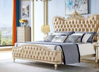 Chesterfield Bed Beds Upholstery Hotel Bedroom Double 180x200 Solid wood