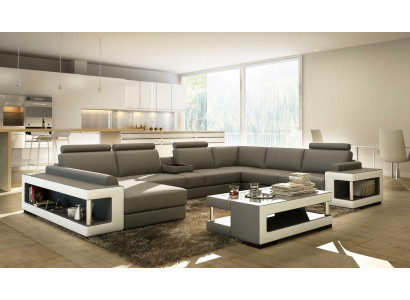 Leather sofa XXL Corner sofa Design Big Sofa Couch Upholstery Corner Seat Suite