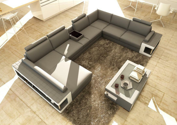 Leather sofa XXL Corner sofa Design Big Sofa Couch Upholstery Corner Seat Suite