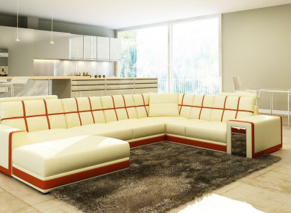 Leather sofa XXL Living landscape Corner sofa Upholstery Corner Seat Couch Suite