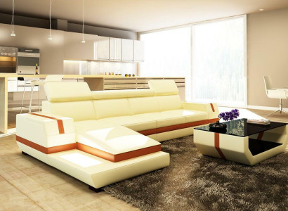 Modern Design Corner sofa Big Leather Suite Corner sofa Living room Seat