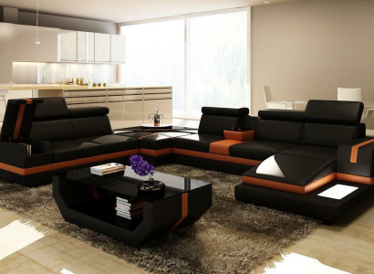 Leather sofa Couch Living landscape U-shape Design Modern Sofa Corner Sofas Design 5099