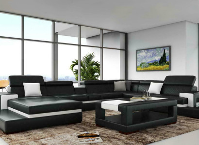 XXL Leather Sofa Corner sofa Design Big Sofa Couch Upholstery Corner Seat Decor Suite