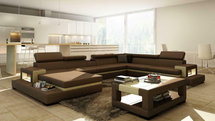 XXL Leather Sofa Corner sofa Design Big Sofa Couch Upholstery Corner Seat Decor Suite
