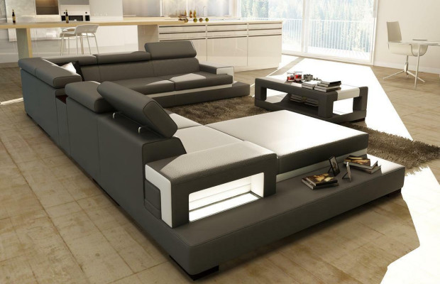 XXL Leather Sofa Corner sofa Design Big Sofa Couch Upholstery Corner Seat Decor Suite